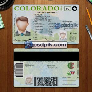 Editable blank Colorado driver license template psd pdf download