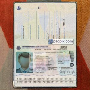 Editable blank Germany Passport template psd pdf download