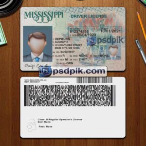 Editable blank Mississippi driver license template psd pdf download