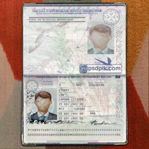 Editable blank UK Passport template psd pdf download