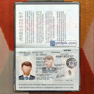 Editable blank Argentina Passport template psd pdf download