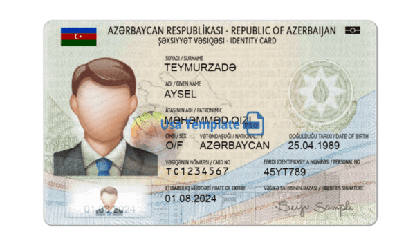 Azerbaijan ID Card template psd