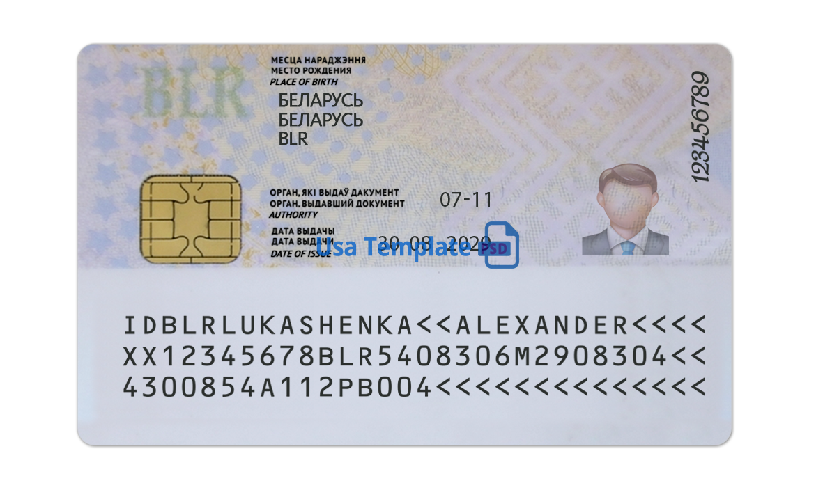 Belarus ID Card template psd