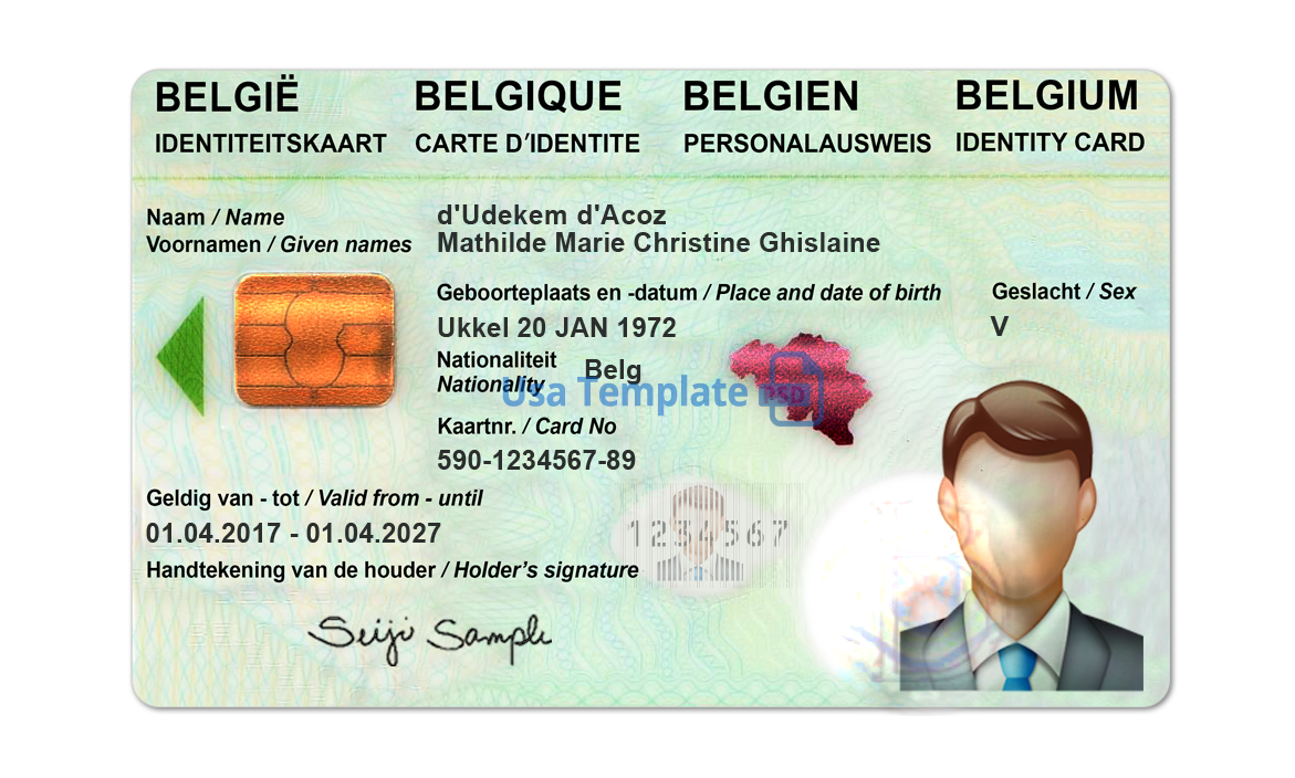 Editable blank Belgium driver license template psd pdf download