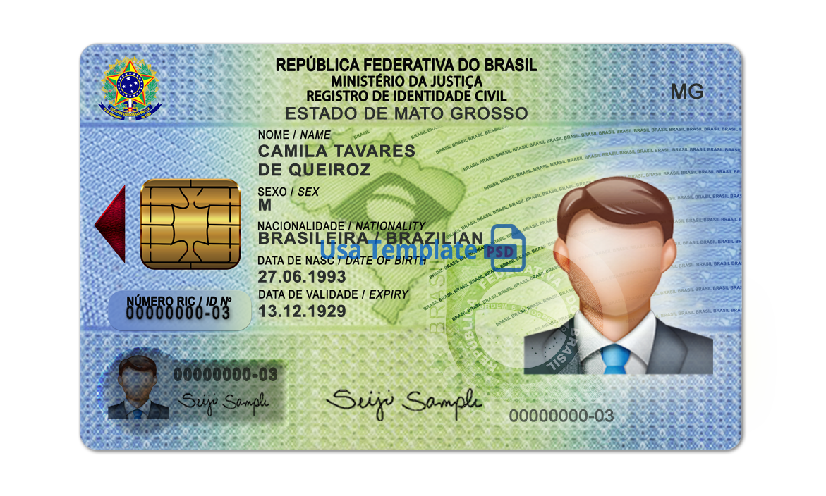 Brazil ID Card template psd