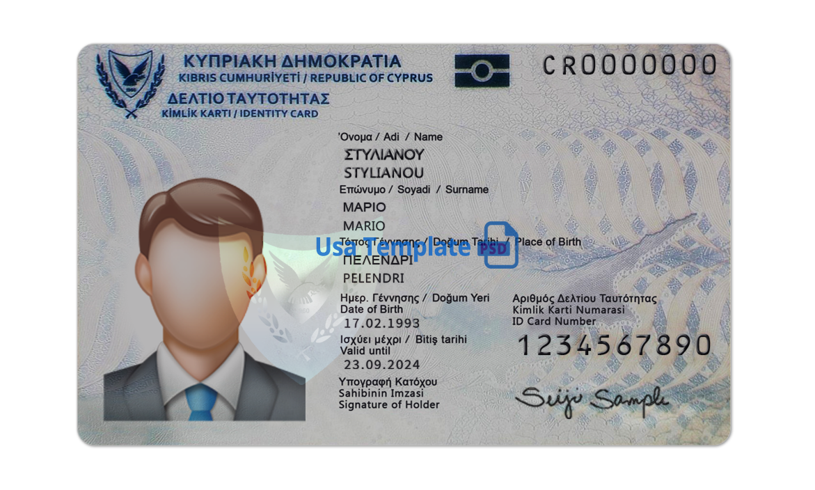 Cyprus ID Card template psd