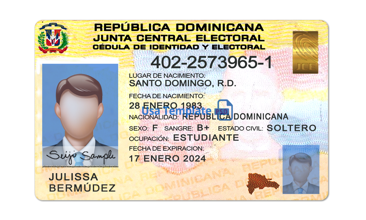 Dominican Republic ID Card template psd