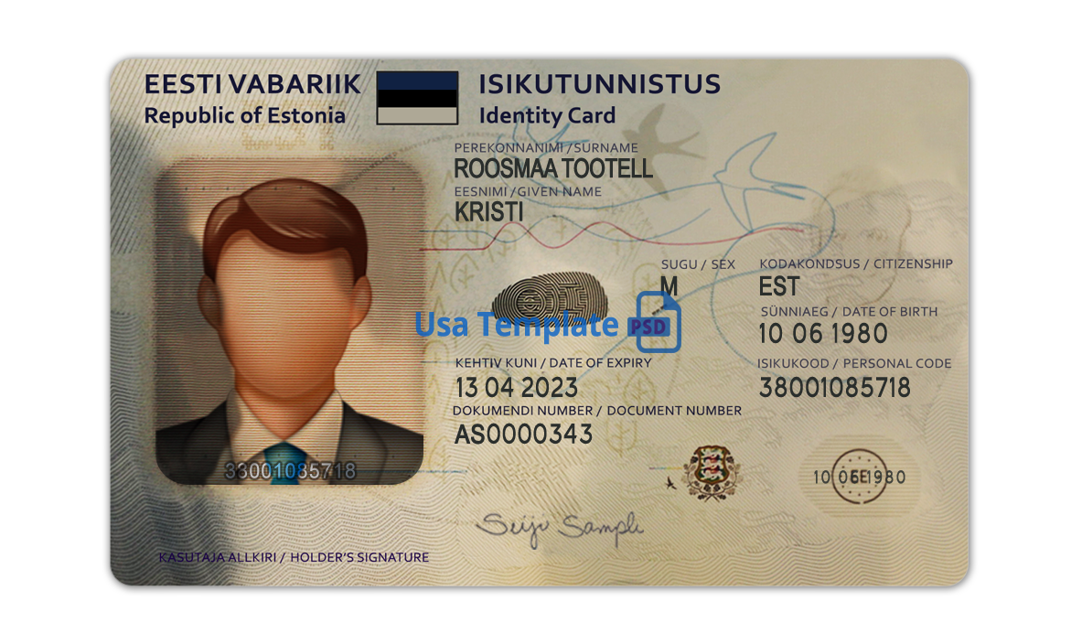 Estonia ID Card template psd V2