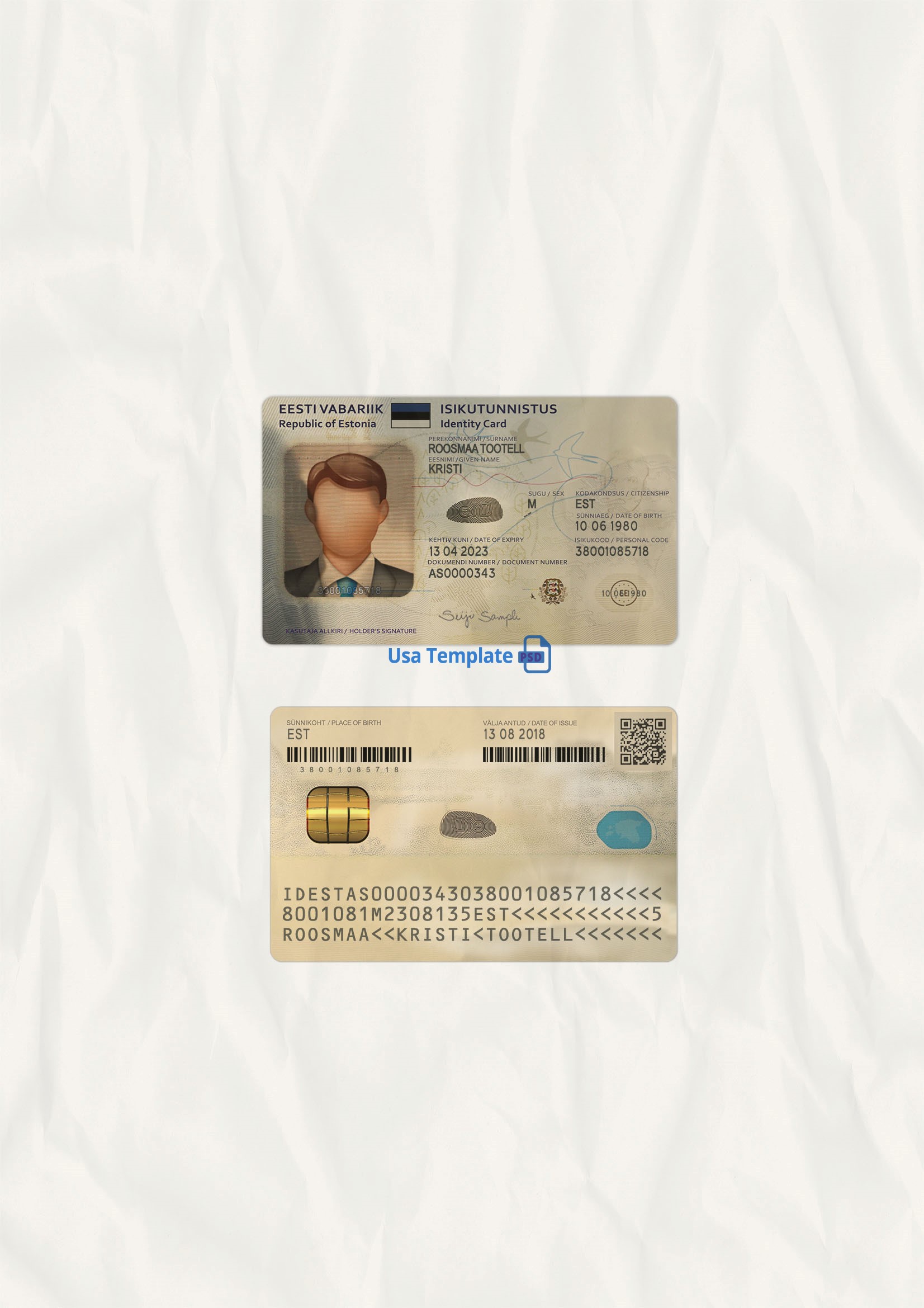 Estonia ID Card template psd V2