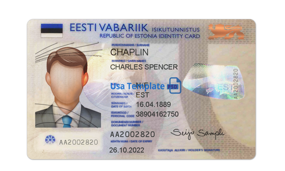Estonia ID Card template psd V1