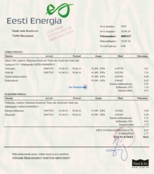 Estonia Utility Bill psd Template: Estonia Proof of address psd template