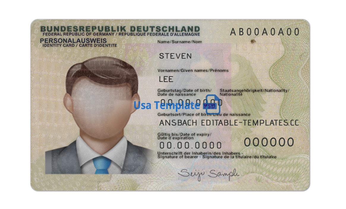 Germany ID Card template psd V1