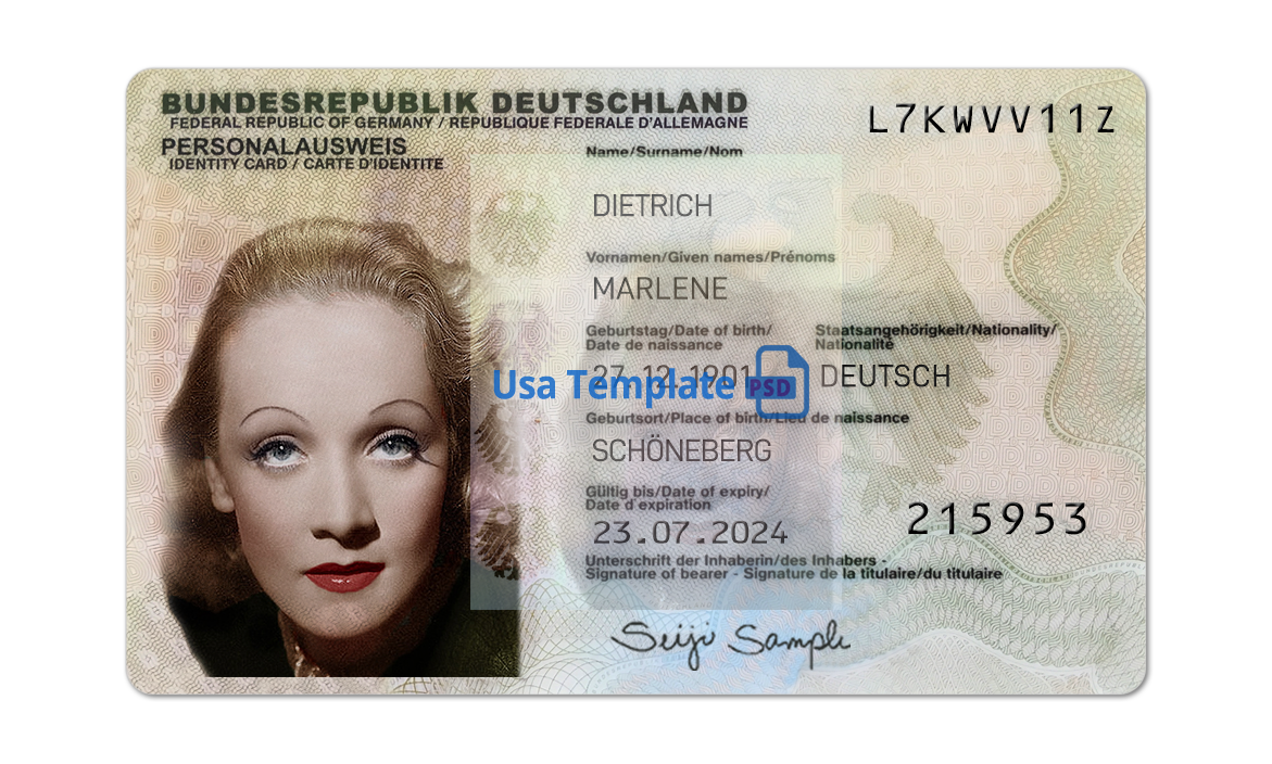 Germany ID Card template psd V2