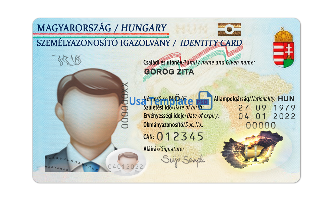 Hungary ID Card template psd