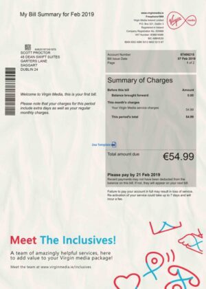 Ireland utility bill psd template: Ireland proof of address psd template