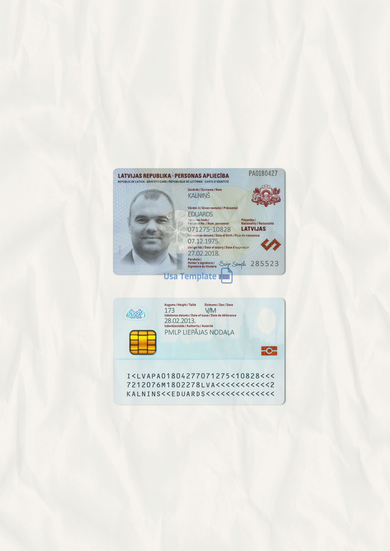 Latvia ID Card template psd