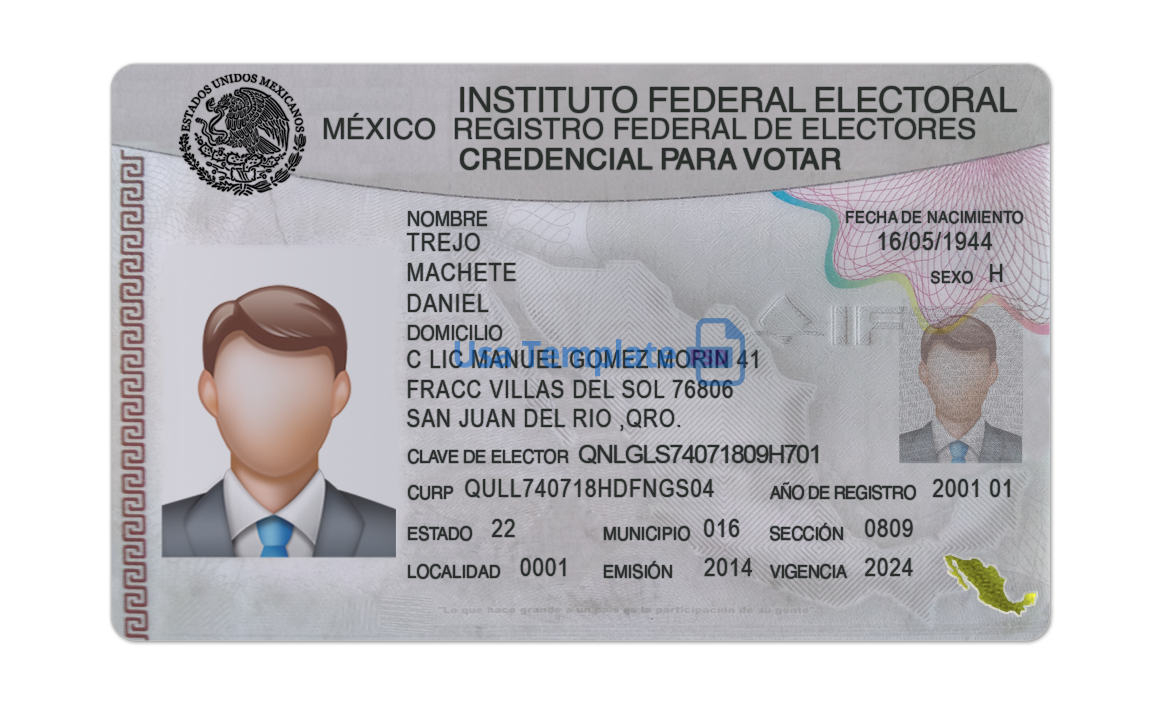 Mexico ID Card template psd