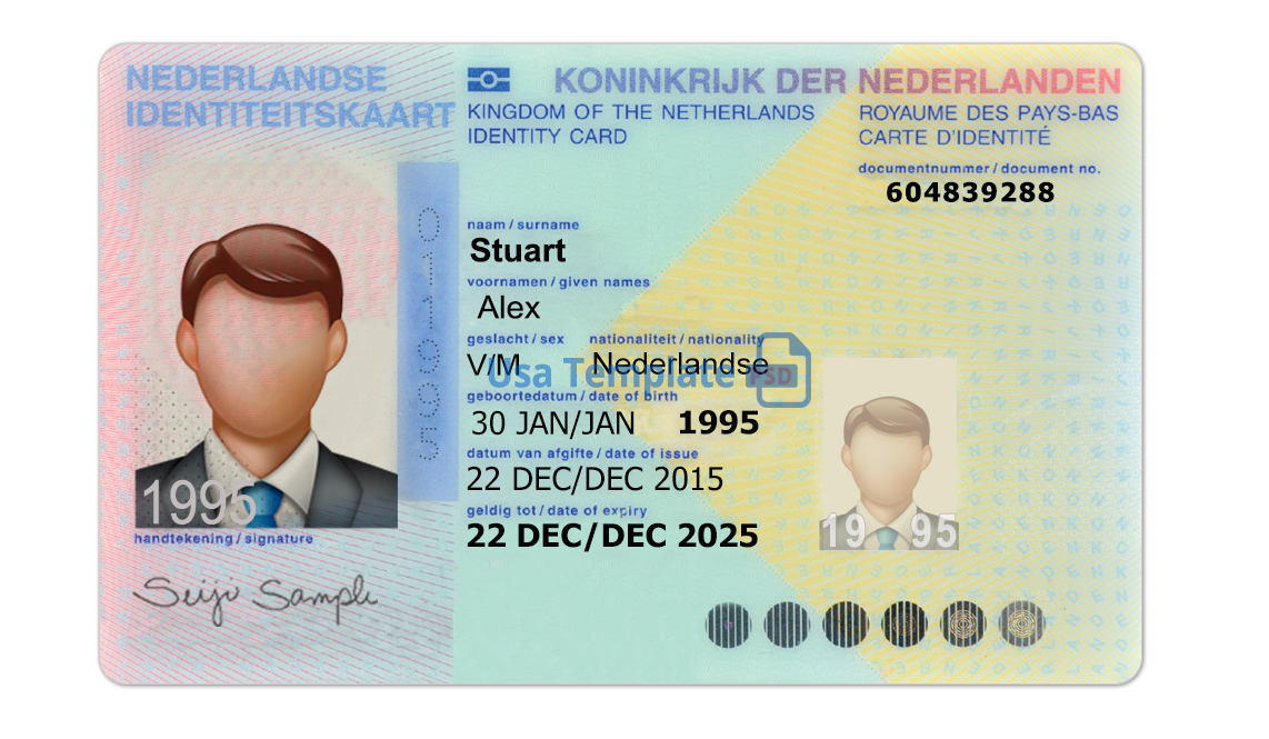 Netherlands ID Card template psd