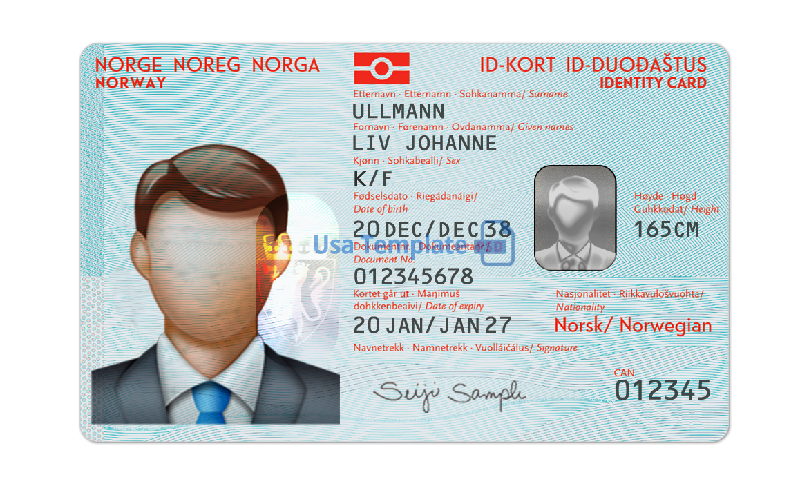 Norway ID Card template psd