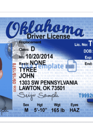 Editable blank Oklahoma driver license template psd pdf download