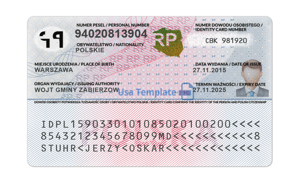 Poland ID Card template psd