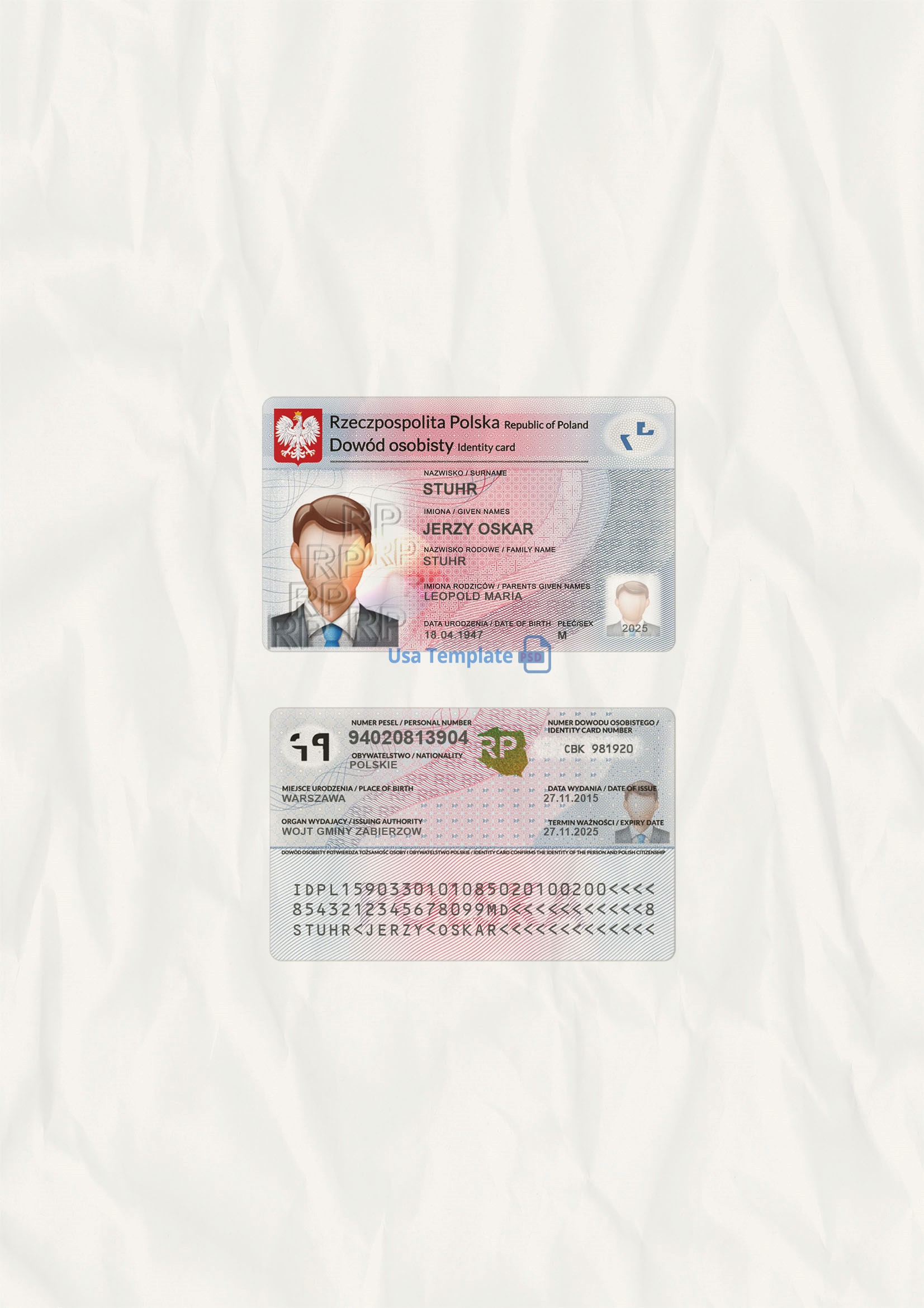 Poland ID Card template psd