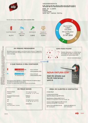 Portugal Utility Bill psd Template: Portugal Proof of address psd template