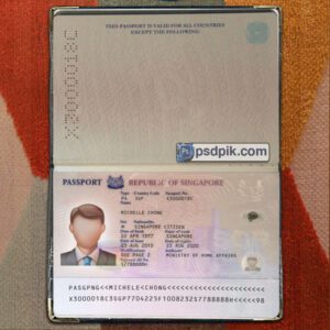 Editable blank Singapore Passport template psd pdf download