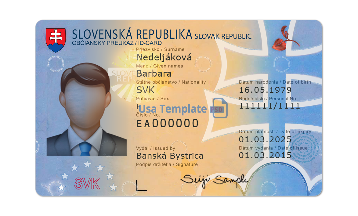Slovakia ID Card template psd