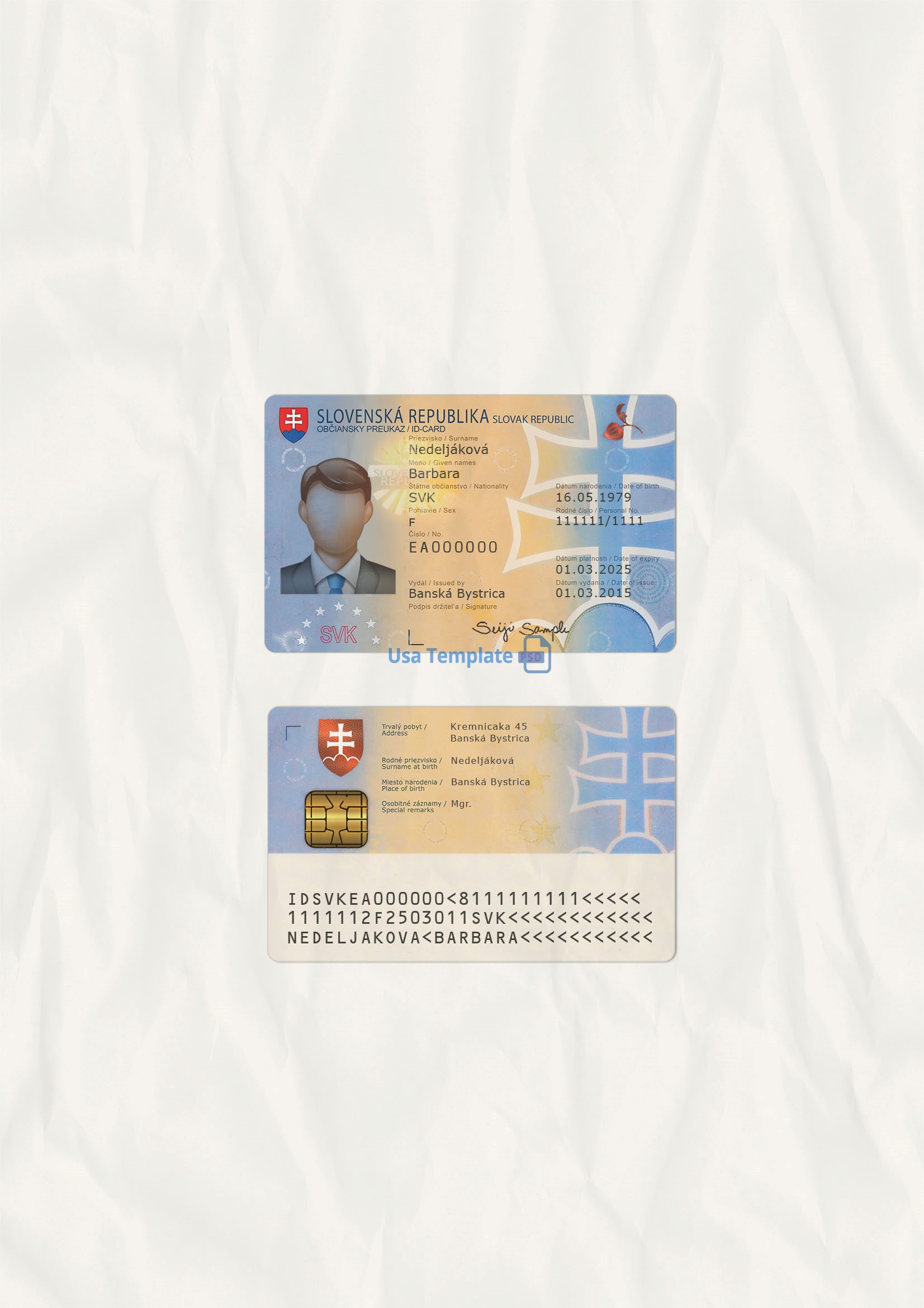 Slovakia ID Card template psd