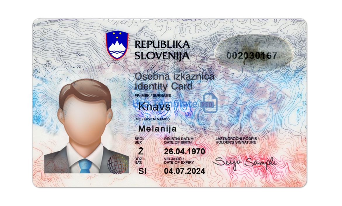 Slovenia ID Card template psd