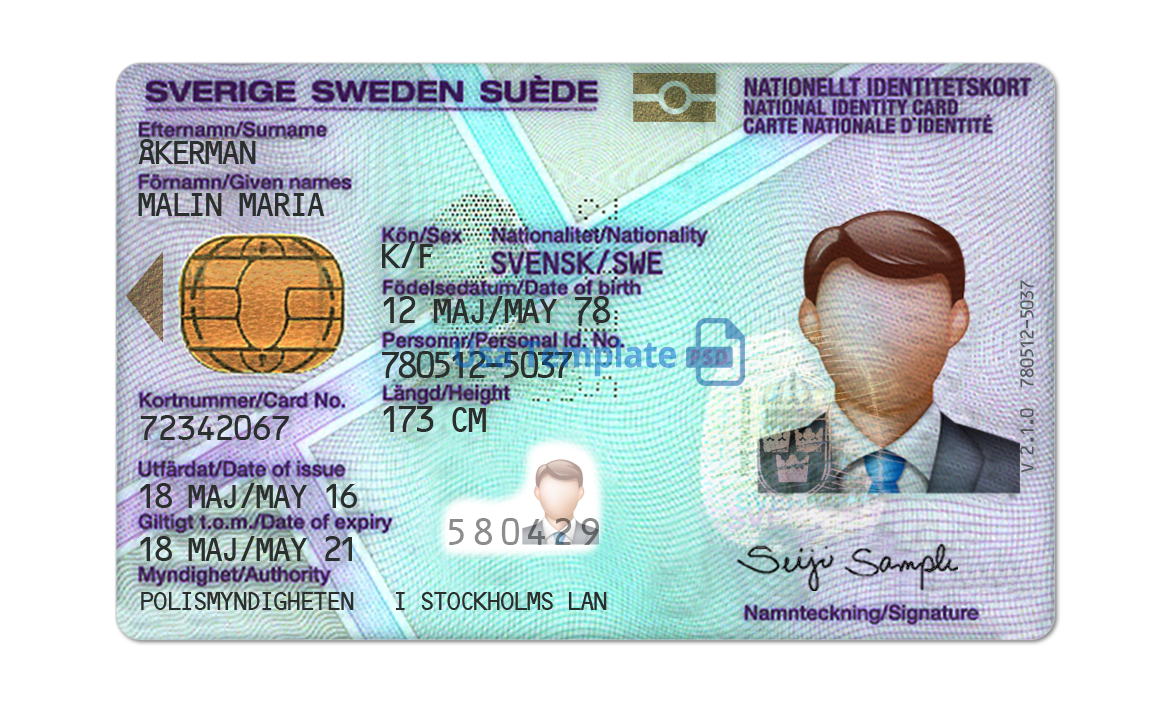 Sweden ID Card template psd