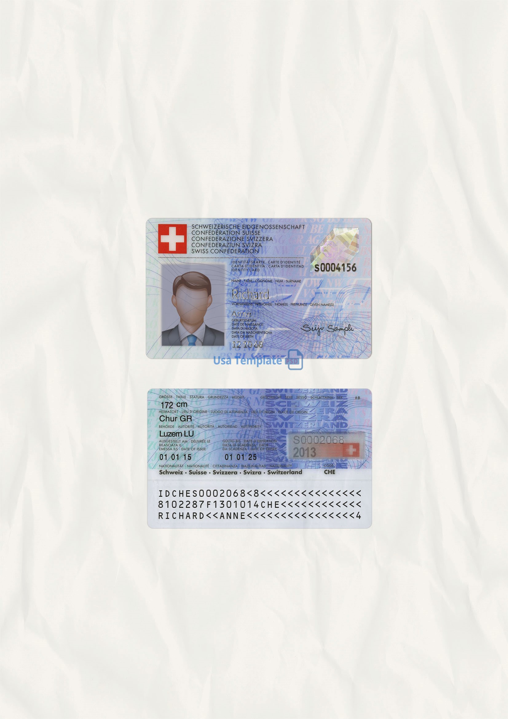 Switzerland ID Card template psd