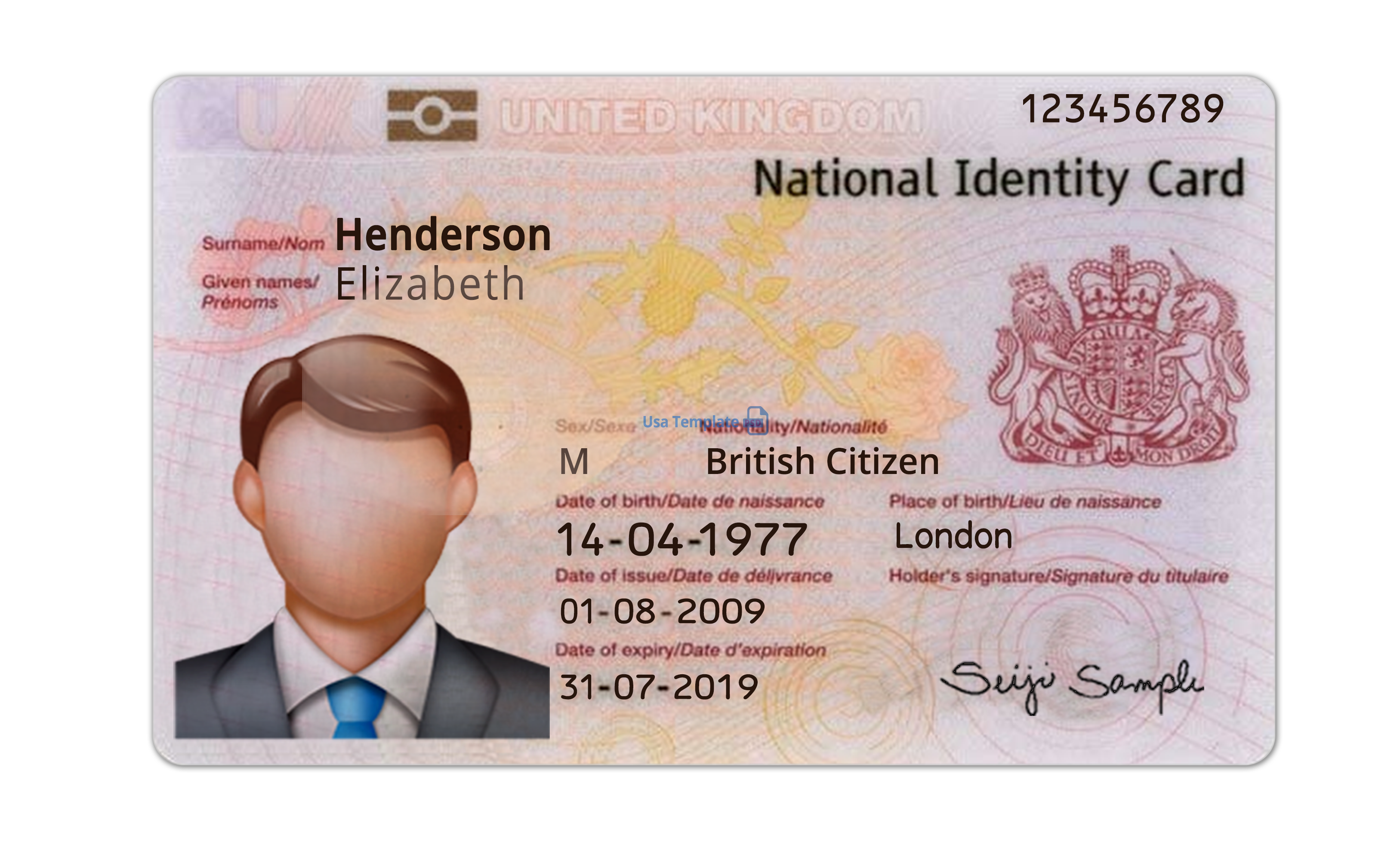UK ID Card template psd