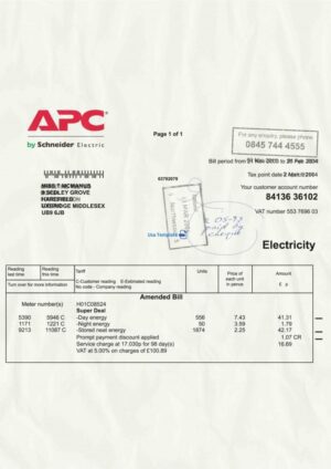 Uk Utility Bill psd template, Uk proof of address psd template: Uk electricity bill psd template