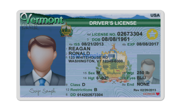 Editable blank Vermont driver license template psd pdf download