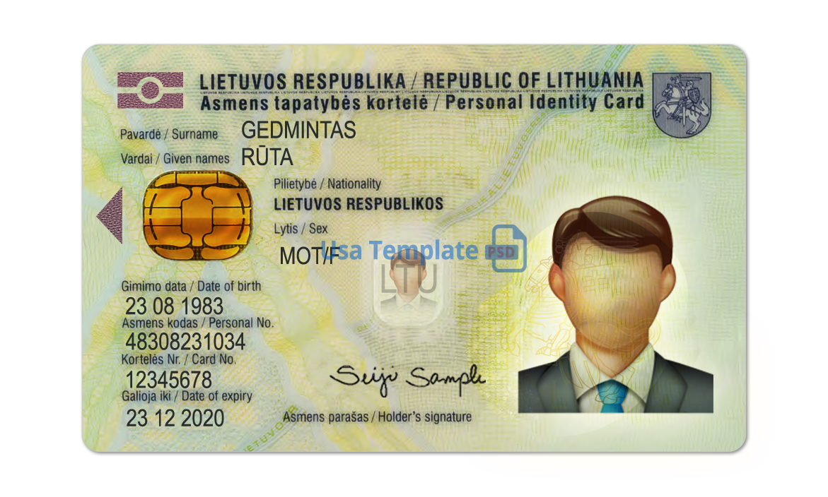 Lithuania ID Card template psd