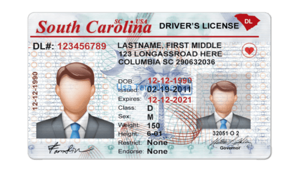 Editable blank South Carolina driver license template psd pdf download