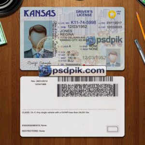 Editable blank Kansas driver license template psd pdf download