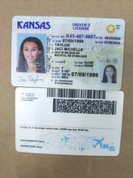 Editable blank Kansas driver license template psd pdf download