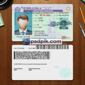 Editable blank Nebraska driver license template psd pdf download