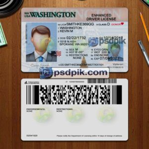 Editable blank Washington driver license template psd pdf download