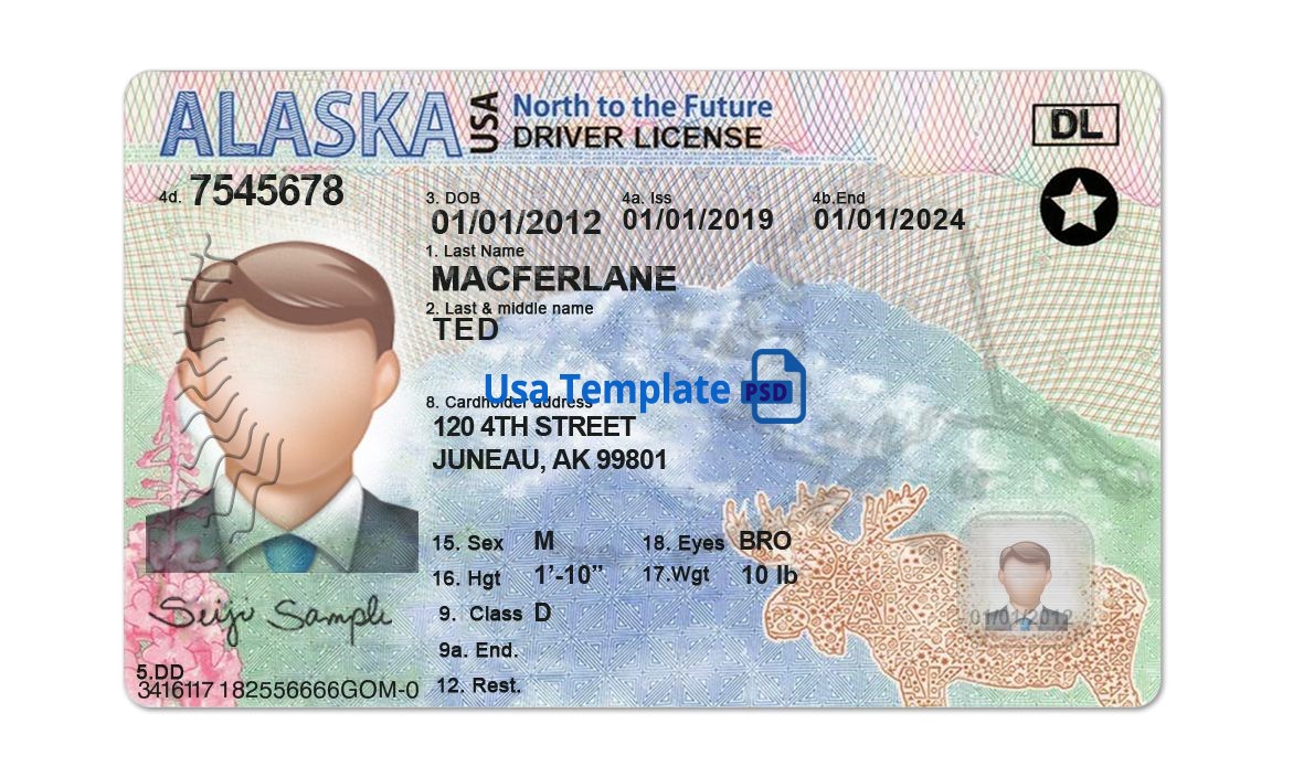 Alaska driver license template New