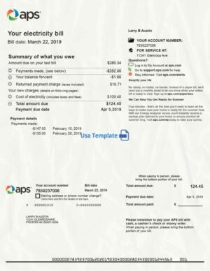 Arizona Utility Bill psd Template: Arizona Proof of address psd template