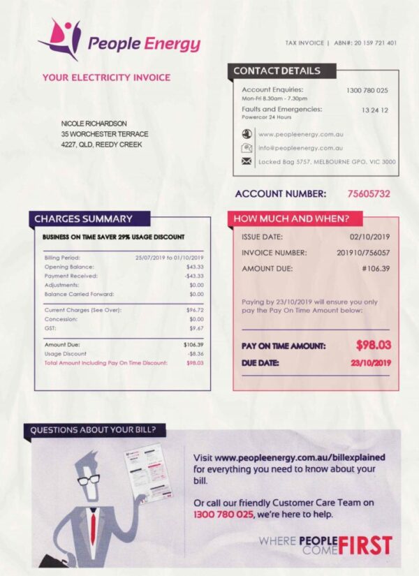 Australia Utility Bill psd Template: Australia Proof of address psd template