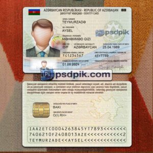 Editable blank Azerbaijan Id Card template psd pdf download