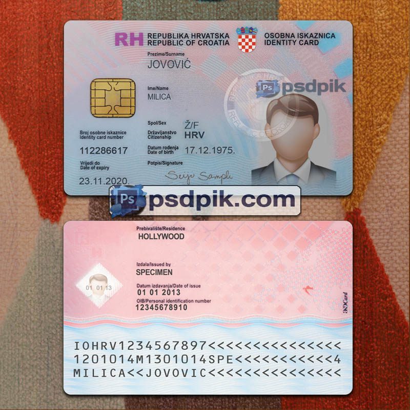 Croatia Id Card template psd pdf download