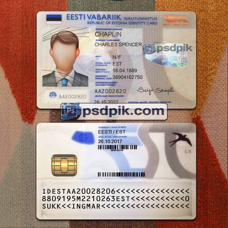 Editable blank Estonia Id Card template psd pdf download V1