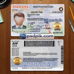 Editable blank Indiana driver license template psd pdf download New