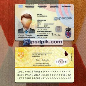 Editable blank Luxembourg Id Card template psd pdf download